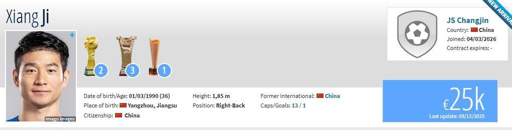 Kaiyuan Game Card-德转：36岁后卫吉翔自由身加盟“新江苏队”江苏常晋